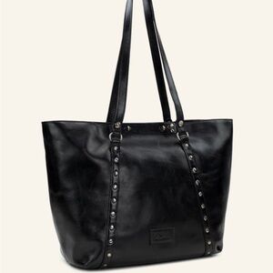 Patricia Nash Black Leather Tote with Stud Accents